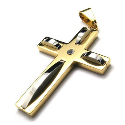 

Hpolw New Design Mens&Womens Gold Silver Stainless Steel Cross Pendant Vintage Necklace with 18-26 inches Chain