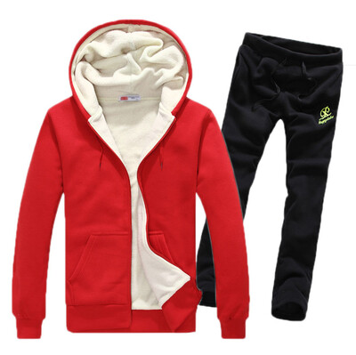 

Zogaa Winter Mens Suit Thick Add Wool Hooded Couple