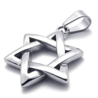 

Hpolw Men&Womens Jewelry Polished pentagram 925 Sterling Silver Stainless Steel Lucky Star of David Pendant,18-28 inch Chain