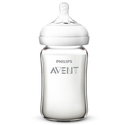 

Philips AVENT UK brand AVENT wide-bore glass bottle 240ml pacifier January SCF67913 naturally smooth 240 ml