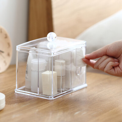 

2018 New Cotton Swab Boxes Transparent Makeup Cotton Box Cosmetic Storage Case Multi - purpose Desktop Storage Box