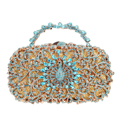 

Fawziya Peacock Metal Handle Clutch Purses For Women Evening Bags