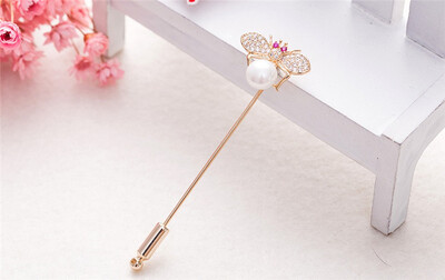 

Симпатичные женщины Bee Брошь Pin Золото Цвет Rhinestone Перл ювелирные изделия Броше Насекомые Pin животных Брошь Мужчины Лацкан
