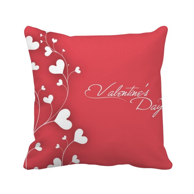 

White Hearts Vines Valentines Day Pink Square Throw Pillow Insert Cushion Cover Home Sofa Decor Gift