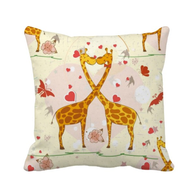 

Yellow Kissing Giraffes Valentines Day Square Throw Pillow Insert Cushion Cover Home Sofa Decor Gift