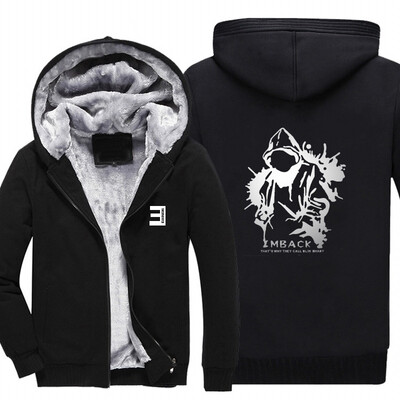 

2018 New USA SIZE Men Winter Autumn Hoodies MBACK BLIN BHADY pattern Fleece Coat Baseball Uniform Sportswear Jacket wool