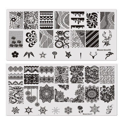 

9Pcslot Rectangle Stamp Template Floral Skull Gear Pattern Plate Manicure Nail Art Stamping Image Plates Stencils Tools