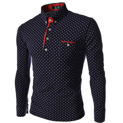 

Zogaa New Mens POLO Shirt Fashion Slim Dot Long Sleeve