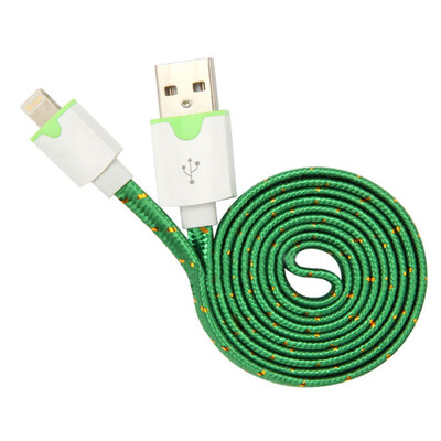 

New 1/2/3M 3/6/10Ft Flat Noodle Strong Fabric Braided Data Sync Charger Cable For iPhone 5 5S 6 6S Plus iPad Mini 4