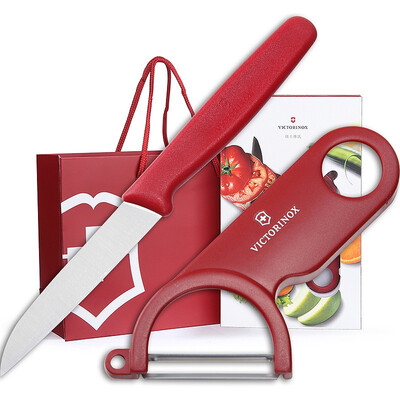 

Vickers VICTORINOX Swiss army knife kitchen knife series Swiss origin fruit knife planer two-piece home business gift box CNKK1510SET festive red
