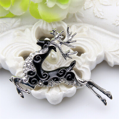 

Fashion Office Women Deer Brooch Pin Rhinestone Эмаль Золото Цветные ювелирные шпильки Броши для животных Броши Женские лацканы Hi