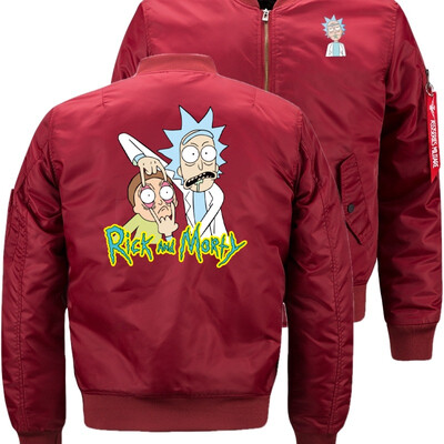 

Rick&Morty World peace Bomber Flight Flying Jacket Winter thicken Warm Zipper Men Jackets Anime Mens Casual Coat