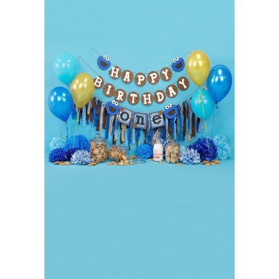 

Blue Frog in Birthday Photo Backdrop 57FT Vinyl Fabric Cloth Digital Printing Birthday Background S-3091