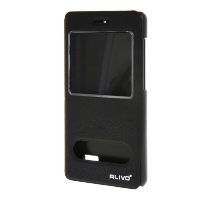 

MOONCASE Huawei Honor 4C Case Double Window View Leather Flip Bracket Back Case Cover Black