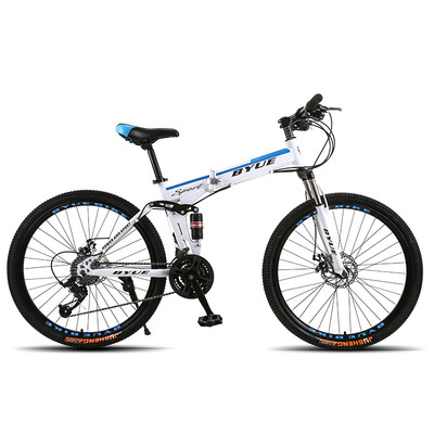 

BYUEBIKE 26 inch double disc brake folding variable speed mountain bike cross country shock-absorbing bicycle for men&women
