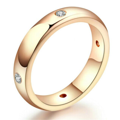 

Simple CZ Lovers Ring Rose Gold Color Burnish Rhinestone Wedding Band for Women Mothers Day Gift R241