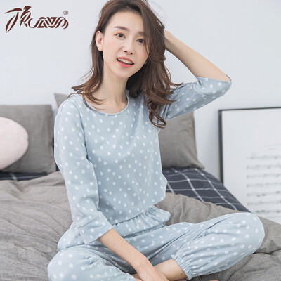 

Top melon melon pajamas home service female cotton wave point lapel casual sweet set 21020 blue 165