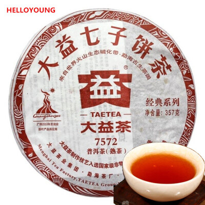 

C-PE019 China Green Food 100% аутентичный TAETEA 2010 Nian 7572 спелый чай Pu'er Menghai Dayi 357 г чайного торта чай, чтобы похудеть