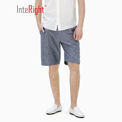 

INTERIGHT casual shorts mens cotton&linen blend casual pants denim blue L 32