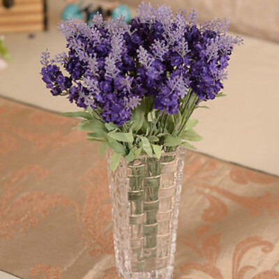 

10Heads Lavender Flower Silk Artificial Bouquet Wedding Home Party Decor Crafts DARK PURPLE