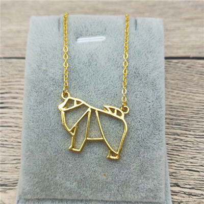 

New Origami Chow Chow Necklace Chow Chow Charm Female Male Gift Necklace Fashion Women Jewellery Geometric Jewellery