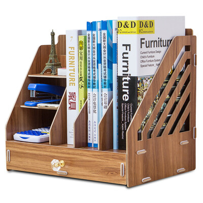 

Wanshijia office desktop storage box wooden drawer type office supplies information book file wooden rack JD-B01 white maple
