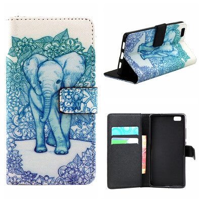 

MOONCASE Cute Pattern держателя Кожаный бумажник флип карты с Kickstand Чехол для Huawei Ascend P8 lite