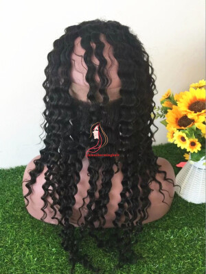 

Brazilian Deep Wave Hair 360 Lace Frontal Closure Human Hair Natural Hairline Free Shipping Brazilian Virgin Human Hair