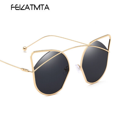 

FEIZATMTA Солнцезащитные очки Женщины Cat Eye Солнцезащитные очки Lady Polygon Рамка для очков Летние High-definition Visual Hollow Eyewear UV400