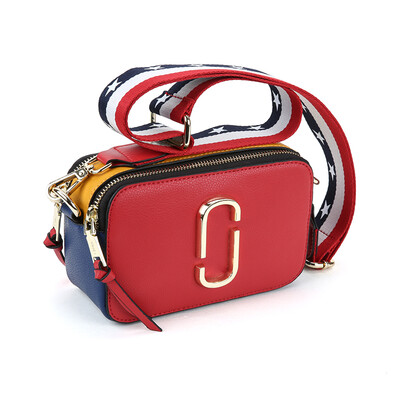 

Viney leather handbags autumn&winter fashion shoulder bag female mini camera bag wide shoulder strap contrast color Messenger bag ladies bag small square bag upgrade models white red collision