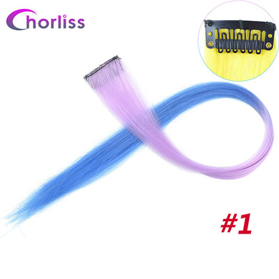 

Chorliss Clip In Hair Extensions 50Cm 20 Inch Long Colorful One Piece Synthetic Straight Fake Hair one Tone Pink Purple Blue