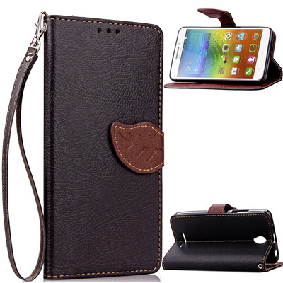 

MOONCASE [Leaves Magnetic] Wrist Strap Flip PU Leather Wallet Card Pouch Bracket Stand Back Case Cover for Lenovo A5000