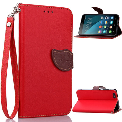 

MOONCASE [Leaves Magnetic] Wrist Strap Flip PU Leather Wallet Card Pouch Bracket Stand Back Case Cover for Huawei Honor 4X
