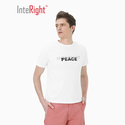 

INTERIGHT Mens T-Shirt Round Neck Cotton Letter Print Casual Short Sleeve White XL