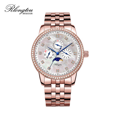 

RlongTou watch mens elegant series 103M-T-C rose gold shell steel belt Diamond insert