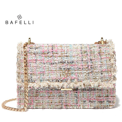 

BAFELLI шерсть блестками мешок многоцветный hasp bolsos mujer простые панельные цепи кросс-чехол сумка черные женщины мессенджер