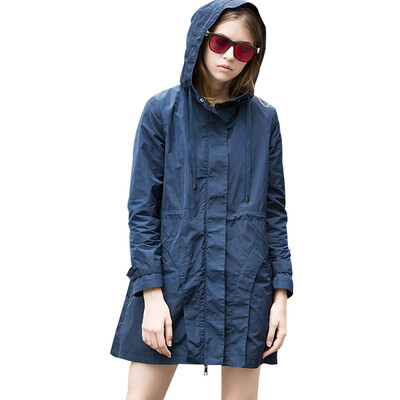 

BURDULLY England Style Womens Hooded Trench Coat 2018 Spring Autumn New Zipper Thin Outerwear Loose Female Coat Casaco Feminino