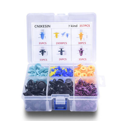 

CNIKESIN 357PCS HZ21 Auto Fastener 6 Kinds Universal Rivet Screw Mixed Car Fastener Bumper Fender Retainer Clips for All Cars