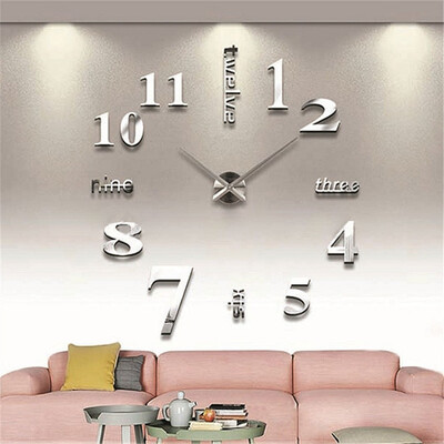 

3D Wall Clock Frameless Modern Mirror Metal Large Wall Stickers Clocks Wall Watches Room Home Decorations