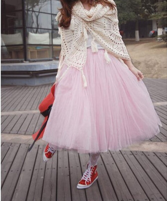 

Women Princess Fairy Princess Style 5 Layers Dress Gauze Bouffant Bohemia Skirt