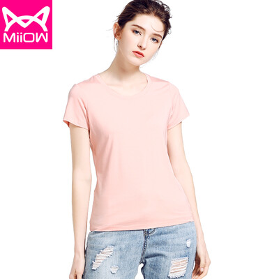 

Cat Man MiiOW T-Shirt Womens T-Shirt 2018 Summer New Casual Round Neck Stretch Slim Half Sleeve T-Shirt Modal Bottoming Shirt MOT815001 Light Pink XXL