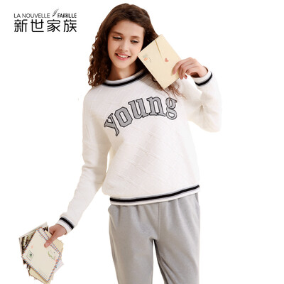 

New World Family Pajamas Womens Spring Long Sleeve Cotton Casual Home Service XB57091 Beibai XL
