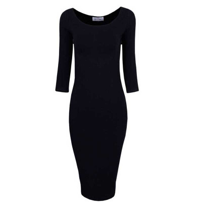 

7Colors Fall 2015 New Slim Thin Solid Color Round Neck Sleeve Knit Dress Seven Four Yards Mini Dress Ladies Dresses