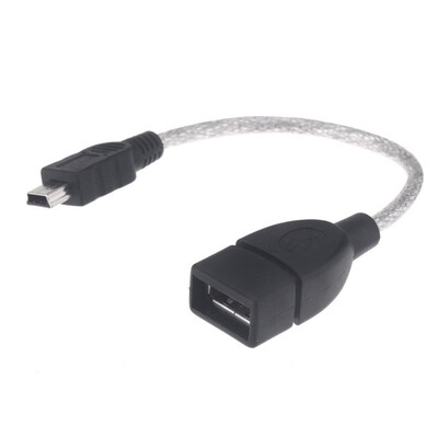 

Black+White Mini USB Male To USB2.0 Female OTG Cable Converter Adapter