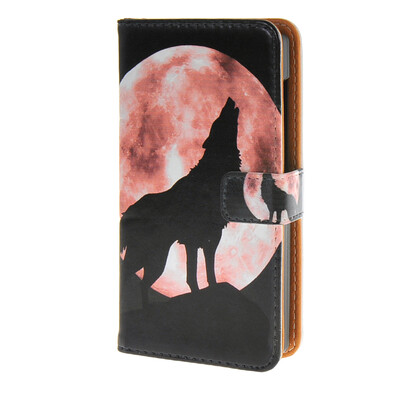 

MOONCASE Microsoft Lumia 435 случая Луна Волк шаблон кожаный бумажник флип Слот для карты Кронштейн обложка чехол A 01