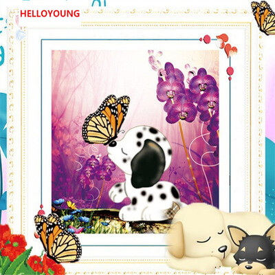 

DIY 5D Diamond Painting Cross Stitch Puppy Love Romantic Kiss Круглые комплекты вышивки для бриллиантов Бриллиантовая мозаика