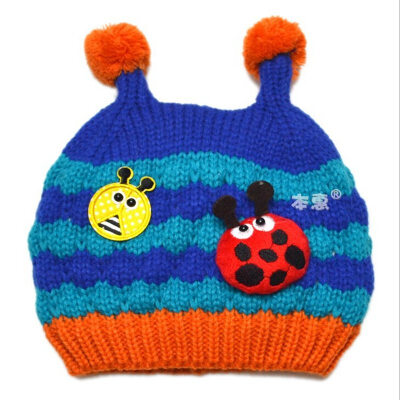 

Buebos Ninos 2015 Fall Winter New Kids Hat Super Cute Beetle Cashmere Children Unisex Knitted Beanie Cap Hat