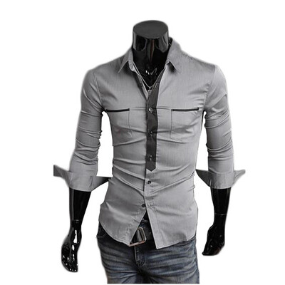 

Zogaa New Mens Shirt Matcing Color Slim