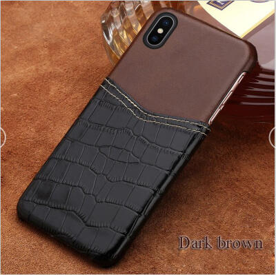 

LANGSIDI Genuine Leather Phone Case For iPhone X Case Crocodile Texture&Oil wax skin Card slot Back Cover