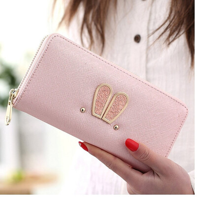 

Rabbit Ears New Fashion Long Zipper Wallet PU Purse for Woman Card Holder Credit Cards Slots Design Button Phone Case